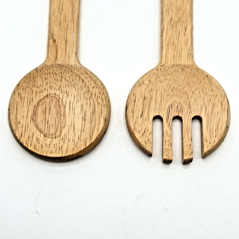 Vintage Winsome Wood Salad Spoon Fork Server 14